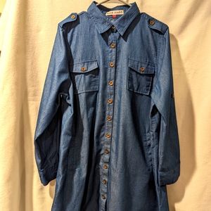 Voir Jeans chambray shirt dress with belt loops and button closures
